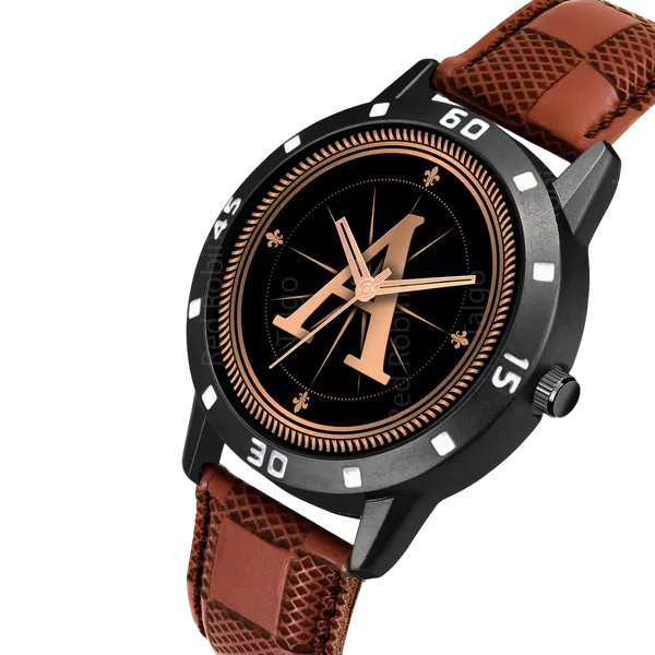 Sky_Mart_Analog_Round_Black_Dialbet_A_Design_Stylish_Brown_Leather_Strap_Classic_Design_Fancy_Wrist_Watch_For_Men_And_Boys