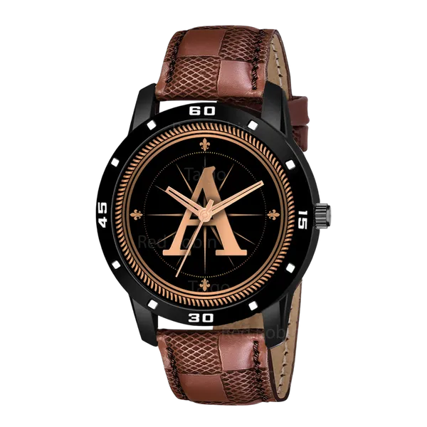 Sky_Mart_Analog_Round_Black_Dialbet_A_Design_Stylish_Brown_Leather_Strap_Classic_Design_Fancy_Wrist_Watch_For_Men_And_Boys