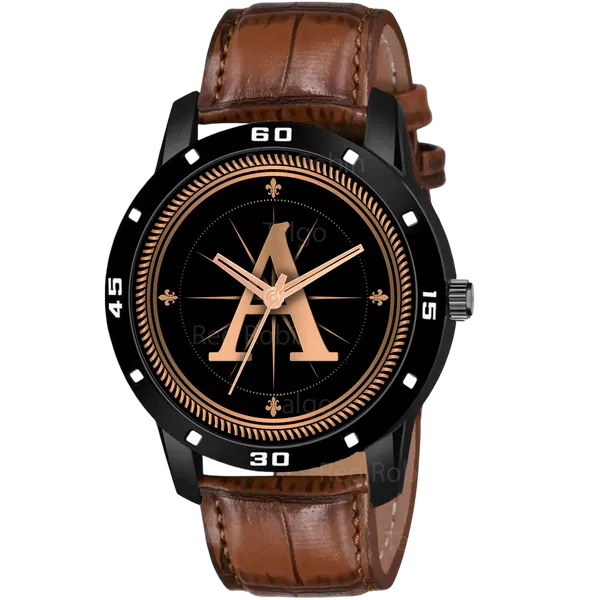 Sky_Mart_Analog_Round_Black_Dialbet_A_Design_Stylish_Brown_Leather_Strap_Classic_Design_Fancy_Wrist_Watch_For_Men_And_Boys