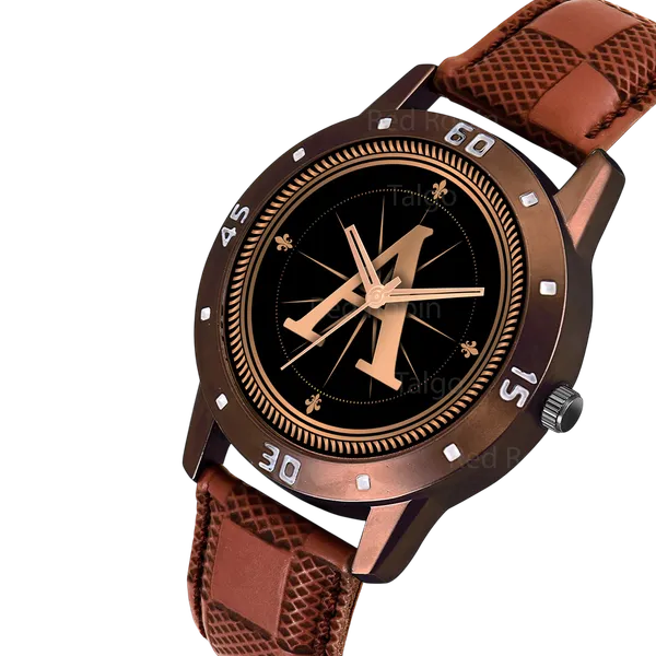 Sky_Mart_Analog_Round_Black_Dialbet_A_Design_Stylish_Brown_Leather_Strap_Classic_Design_Fancy_Wrist_Watch_For_Men_And_Boys