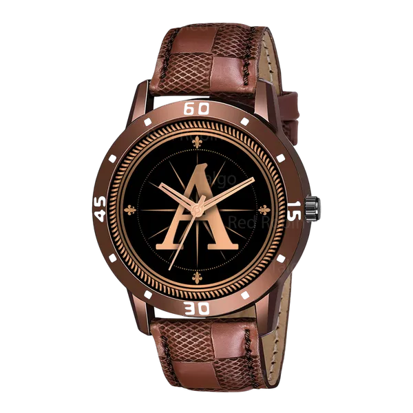 Sky_Mart_Analog_Round_Black_Dialbet_A_Design_Stylish_Brown_Leather_Strap_Classic_Design_Fancy_Wrist_Watch_For_Men_And_Boys