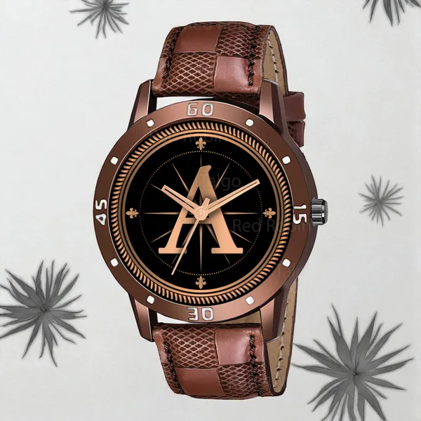 Sky_Mart_Analog_Round_Black_Dialbet_A_Design_Stylish_Brown_Leather_Strap_Classic_Design_Fancy_Wrist_Watch_For_Men_And_Boys