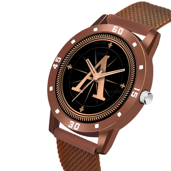 Sky_Mart_Analog_Round_Black_Dialbet_A_Design_Stylish_Brown_Silicone_Strap_Classic_Design_Fancy_Wrist_Watch_For_Men_And_Boys