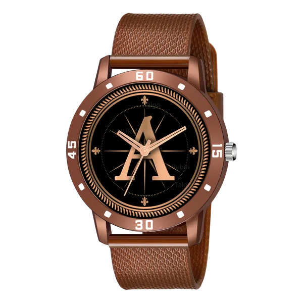 Sky_Mart_Analog_Round_Black_Dialbet_A_Design_Stylish_Brown_Silicone_Strap_Classic_Design_Fancy_Wrist_Watch_For_Men_And_Boys