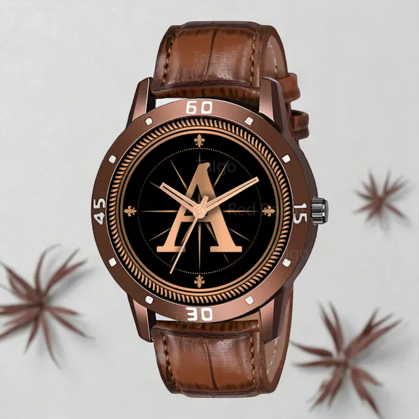 Sky_Mart_Analog_Round_Black_Dialbet_A_Design_Stylish_Brown_Leather_Strap_Classic_Design_Fancy_Wrist_Watch_For_Men_And_Boys