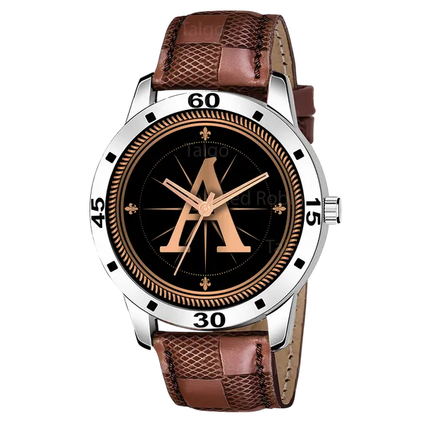 Sky_Mart_Analog_Round_Black_Dialbet_A_Design_Stylish_Brown_Leather_Strap_Classic_Design_Fancy_Wrist_Watch_For_Men_And_Boys