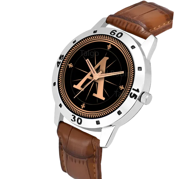 Sky_Mart_Analog_Round_Black_Dialbet_A_Design_Stylish_Brown_Leather_Strap_Classic_Design_Fancy_Wrist_Watch_For_Men_And_Boys