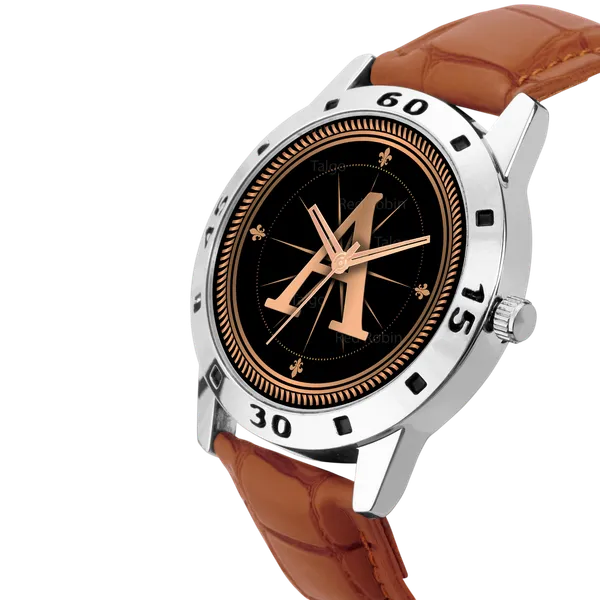 Sky_Mart_Analog_Round_Black_Dialbet_A_Design_Stylish_Beige_Leather_Strap_Classic_Design_Fancy_Wrist_Watch_For_Men_And_Boys