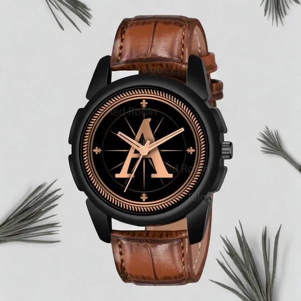 Sky_Mart_Analog_Round_Black_Dialbet_A_Design_Stylish_Brown_Leather_Strap_Classic_Design_Fancy_Wrist_Watch_For_Men_And_Boys