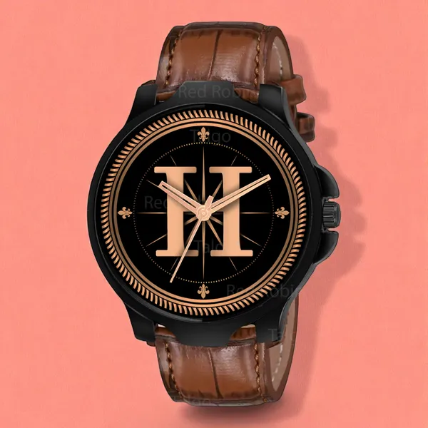 Sky_Mart_Analog_Round_Black_Dialbet_H_Design_Stylish_Brown_Leather_Strap_Classic_Design_Fancy_Wrist_Watch_For_Men_And_Boys