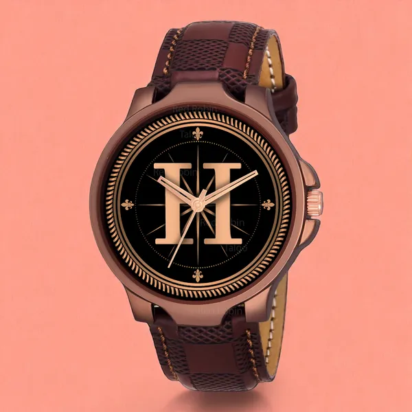 Sky_Mart_Analog_Round_Black_Dialbet_H_Design_Stylish_Brown_Leather_Strap_Classic_Design_Fancy_Wrist_Watch_For_Men_And_Boys