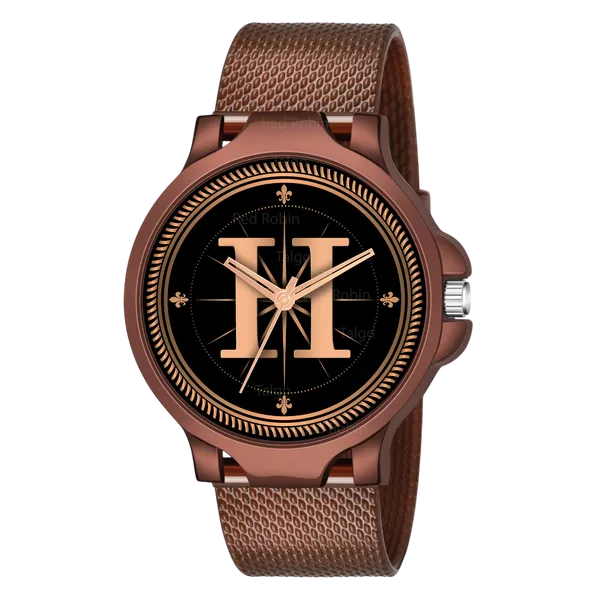 Sky_Mart_Analog_Round_Black_Dialbet_H_Design_Stylish_Brown_Silicone_Strap_Classic_Design_Fancy_Wrist_Watch_For_Men_And_Boys