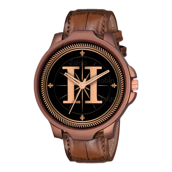 Sky_Mart_Analog_Round_Black_Dialbet_H_Design_Stylish_Brown_Leather_Strap_Classic_Design_Fancy_Wrist_Watch_For_Men_And_Boys
