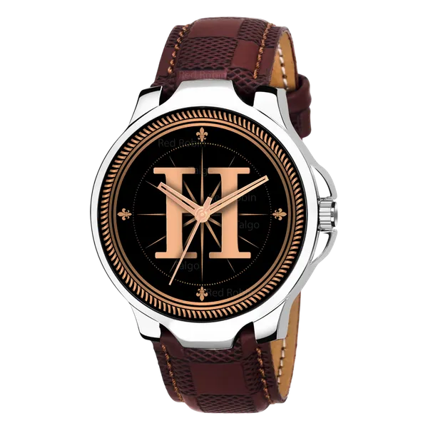 Sky_Mart_Analog_Round_Black_Dialbet_H_Design_Stylish_Brown_Leather_Strap_Classic_Design_Fancy_Wrist_Watch_For_Men_And_Boys
