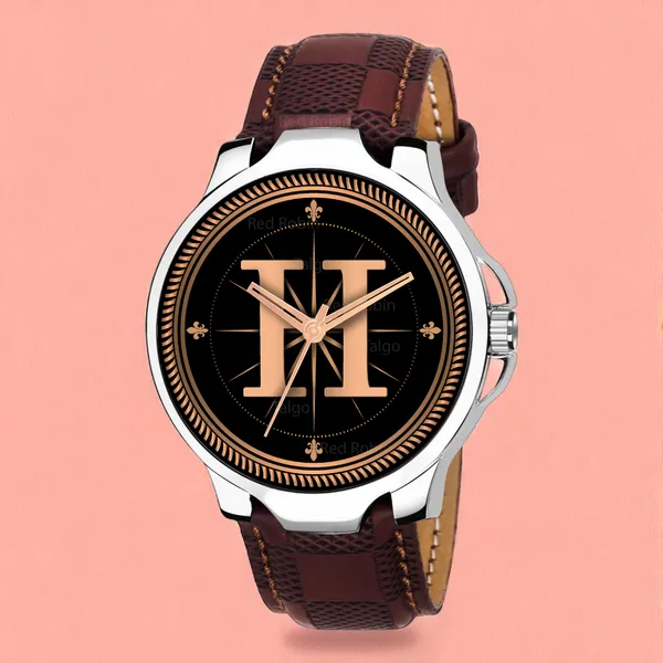 Sky_Mart_Analog_Round_Black_Dialbet_H_Design_Stylish_Brown_Leather_Strap_Classic_Design_Fancy_Wrist_Watch_For_Men_And_Boys