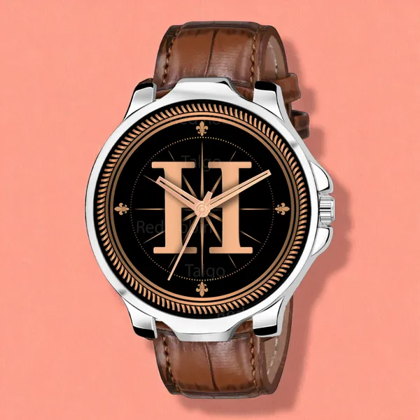 Sky_Mart_Analog_Round_Black_Dialbet_H_Design_Stylish_Brown_Leather_Strap_Classic_Design_Fancy_Wrist_Watch_For_Men_And_Boys