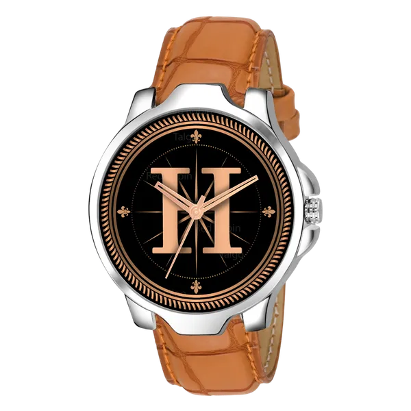 Sky_Mart_Analog_Round_Black_Dialbet_H_Design_Stylish_Beige_Leather_Strap_Classic_Design_Fancy_Wrist_Watch_For_Men_And_Boys