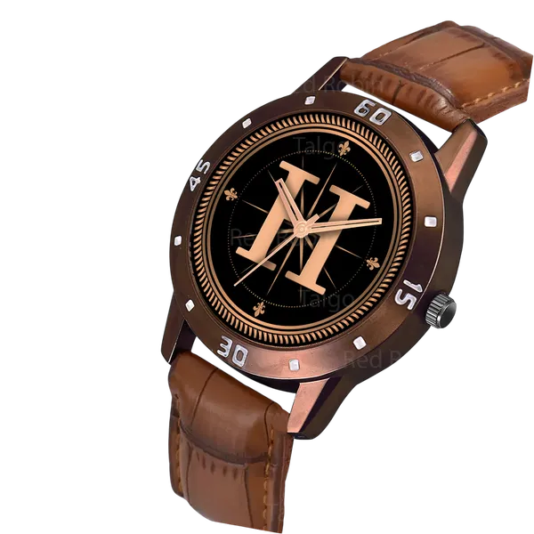Sky_Mart_Analog_Round_Black_Dialbet_H_Design_Stylish_Brown_Leather_Strap_Classic_Design_Fancy_Wrist_Watch_For_Men_And_Boys