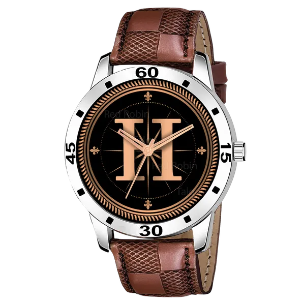 Sky_Mart_Analog_Round_Black_Dialbet_H_Design_Stylish_Brown_Leather_Strap_Classic_Design_Fancy_Wrist_Watch_For_Men_And_Boys