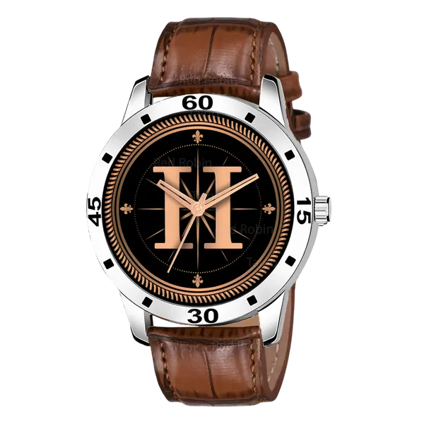 Sky_Mart_Analog_Round_Black_Dialbet_H_Design_Stylish_Brown_Leather_Strap_Classic_Design_Fancy_Wrist_Watch_For_Men_And_Boys