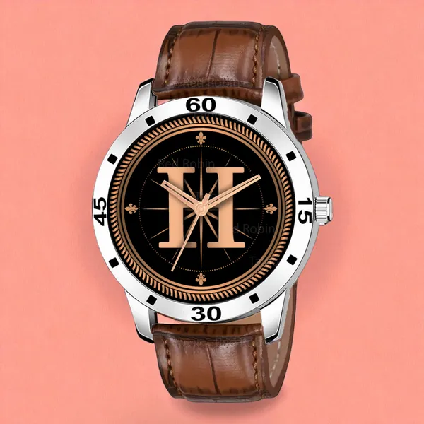 Sky_Mart_Analog_Round_Black_Dialbet_H_Design_Stylish_Brown_Leather_Strap_Classic_Design_Fancy_Wrist_Watch_For_Men_And_Boys