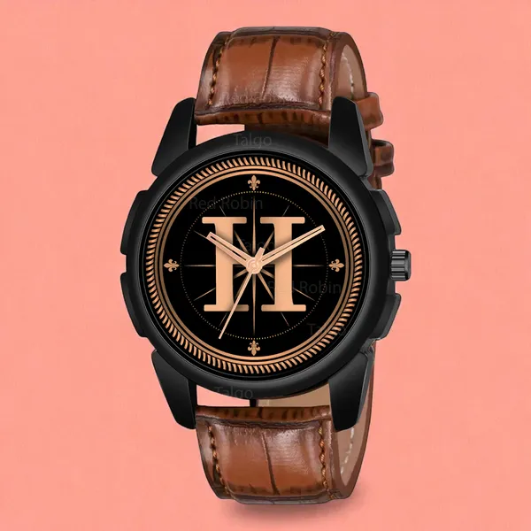 Sky_Mart_Analog_Round_Black_Dialbet_H_Design_Stylish_Brown_Leather_Strap_Classic_Design_Fancy_Wrist_Watch_For_Men_And_Boys
