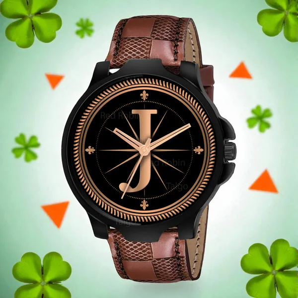 Sky_Mart_Analog_Round_Black_Dialbet_J_Design_Stylish_Brown_Leather_Strap_Classic_Design_Fancy_Wrist_Watch_For_Men_And_Boys