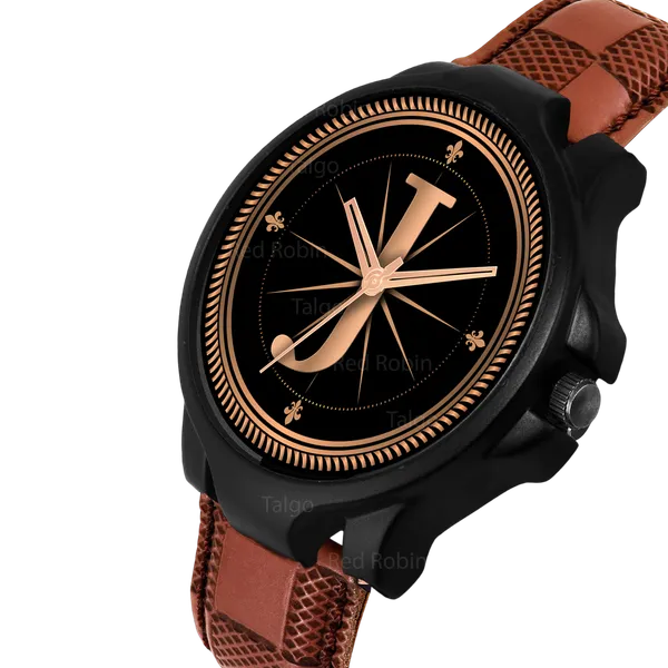 Sky_Mart_Analog_Round_Black_Dialbet_J_Design_Stylish_Brown_Leather_Strap_Classic_Design_Fancy_Wrist_Watch_For_Men_And_Boys