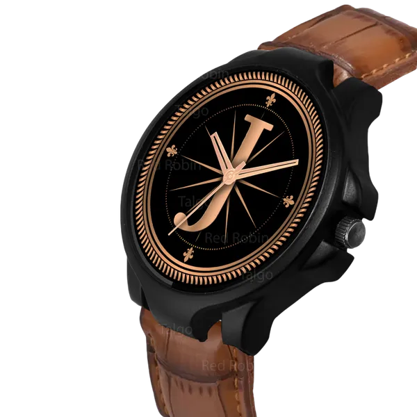 Sky_Mart_Analog_Round_Black_Dialbet_J_Design_Stylish_Brown_Leather_Strap_Classic_Design_Fancy_Wrist_Watch_For_Men_And_Boys
