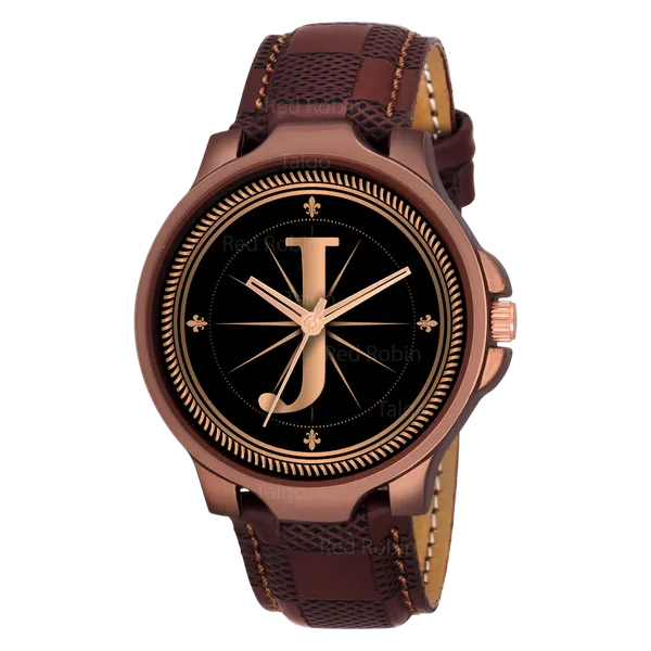 Sky_Mart_Analog_Round_Black_Dialbet_J_Design_Stylish_Brown_Leather_Strap_Classic_Design_Fancy_Wrist_Watch_For_Men_And_Boys