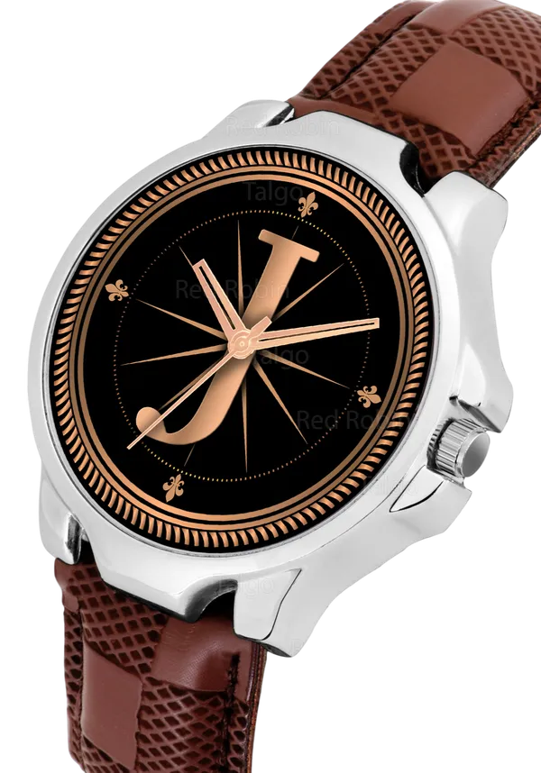 Sky_Mart_Analog_Round_Black_Dialbet_J_Design_Stylish_Brown_Leather_Strap_Classic_Design_Fancy_Wrist_Watch_For_Men_And_Boys