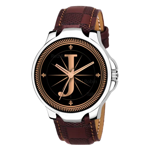 Sky_Mart_Analog_Round_Black_Dialbet_J_Design_Stylish_Brown_Leather_Strap_Classic_Design_Fancy_Wrist_Watch_For_Men_And_Boys