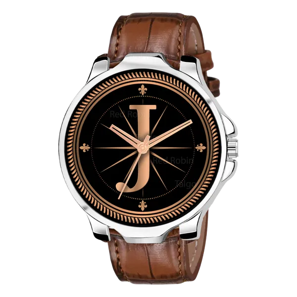 Sky_Mart_Analog_Round_Black_Dialbet_J_Design_Stylish_Brown_Leather_Strap_Classic_Design_Fancy_Wrist_Watch_For_Men_And_Boys