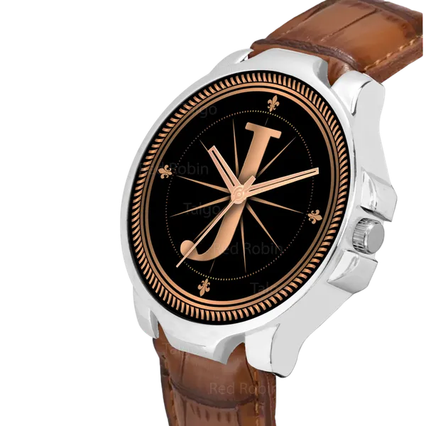 Sky_Mart_Analog_Round_Black_Dialbet_J_Design_Stylish_Brown_Leather_Strap_Classic_Design_Fancy_Wrist_Watch_For_Men_And_Boys