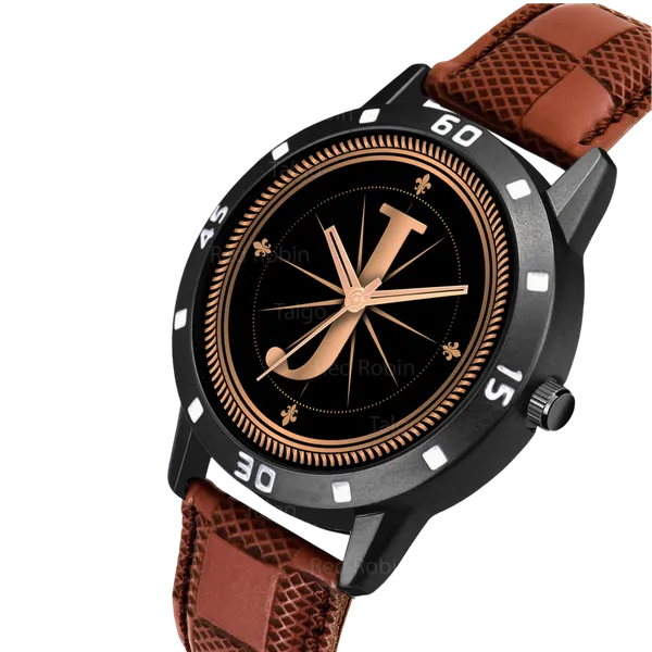 Sky_Mart_Analog_Round_Black_Dialbet_J_Design_Stylish_Brown_Leather_Strap_Classic_Design_Fancy_Wrist_Watch_For_Men_And_Boys