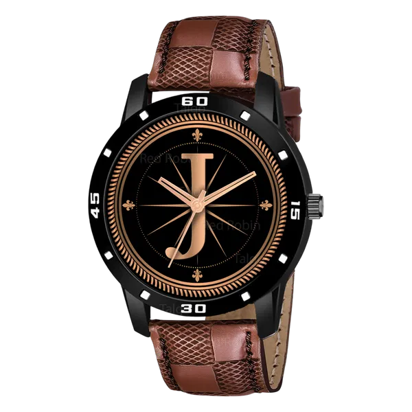 Sky_Mart_Analog_Round_Black_Dialbet_J_Design_Stylish_Brown_Leather_Strap_Classic_Design_Fancy_Wrist_Watch_For_Men_And_Boys