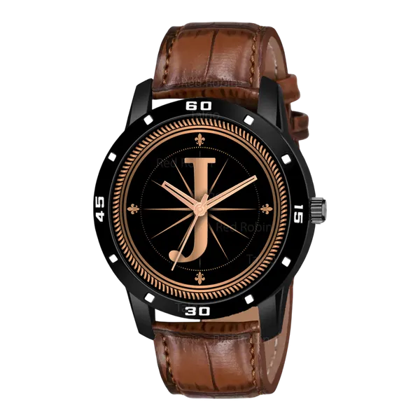 Sky_Mart_Analog_Round_Black_Dialbet_J_Design_Stylish_Brown_Leather_Strap_Classic_Design_Fancy_Wrist_Watch_For_Men_And_Boys
