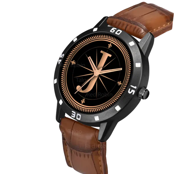 Sky_Mart_Analog_Round_Black_Dialbet_J_Design_Stylish_Brown_Leather_Strap_Classic_Design_Fancy_Wrist_Watch_For_Men_And_Boys