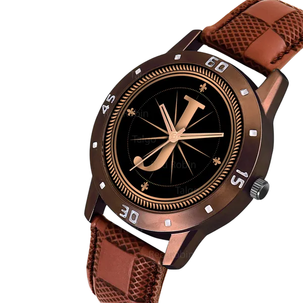 Sky_Mart_Analog_Round_Black_Dialbet_J_Design_Stylish_Brown_Leather_Strap_Classic_Design_Fancy_Wrist_Watch_For_Men_And_Boys