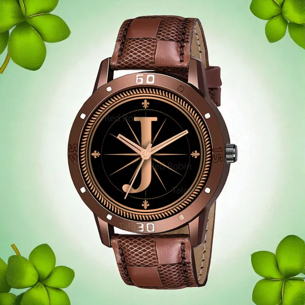 Sky_Mart_Analog_Round_Black_Dialbet_J_Design_Stylish_Brown_Leather_Strap_Classic_Design_Fancy_Wrist_Watch_For_Men_And_Boys
