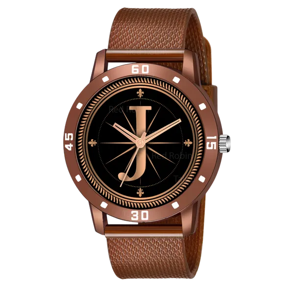 Sky_Mart_Analog_Round_Black_Dialbet_J_Design_Stylish_Brown_Silicone_Strap_Classic_Design_Fancy_Wrist_Watch_For_Men_And_Boys