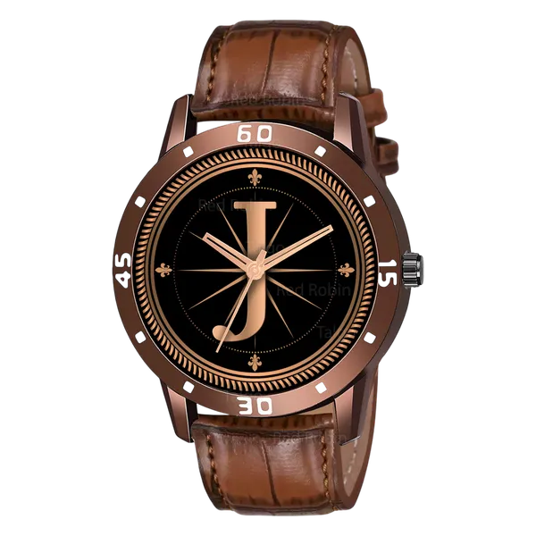 Sky_Mart_Analog_Round_Black_Dialbet_J_Design_Stylish_Brown_Leather_Strap_Classic_Design_Fancy_Wrist_Watch_For_Men_And_Boys