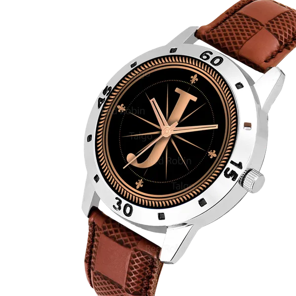 Sky_Mart_Analog_Round_Black_Dialbet_J_Design_Stylish_Brown_Leather_Strap_Classic_Design_Fancy_Wrist_Watch_For_Men_And_Boys