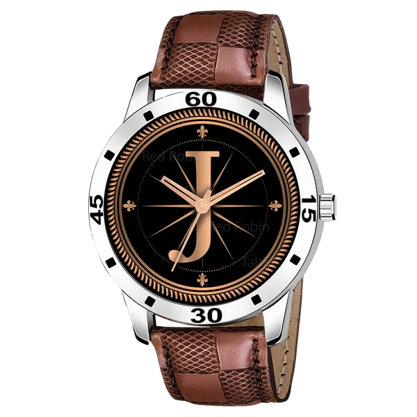 Sky_Mart_Analog_Round_Black_Dialbet_J_Design_Stylish_Brown_Leather_Strap_Classic_Design_Fancy_Wrist_Watch_For_Men_And_Boys