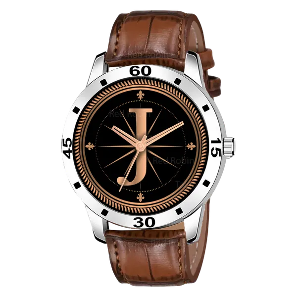 Sky_Mart_Analog_Round_Black_Dialbet_J_Design_Stylish_Brown_Leather_Strap_Classic_Design_Fancy_Wrist_Watch_For_Men_And_Boys