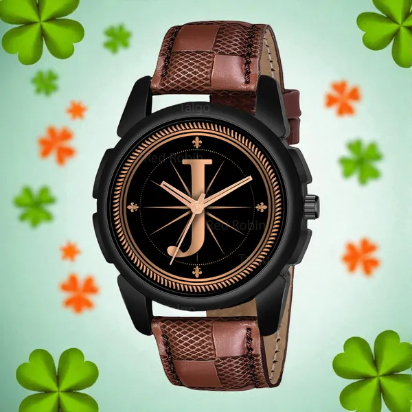 Sky_Mart_Analog_Round_Black_Dialbet_J_Design_Stylish_Brown_Leather_Strap_Classic_Design_Fancy_Wrist_Watch_For_Men_And_Boys