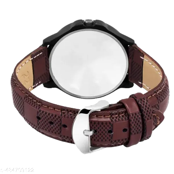 Sky_Mart_Analog_Round_Black_Dialbet_J_Design_Stylish_Brown_Leather_Strap_Classic_Design_Fancy_Wrist_Watch_For_Men_And_Boys