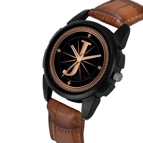 Sky_Mart_Analog_Round_Black_Dialbet_J_Design_Stylish_Brown_Leather_Strap_Classic_Design_Fancy_Wrist_Watch_For_Men_And_Boys