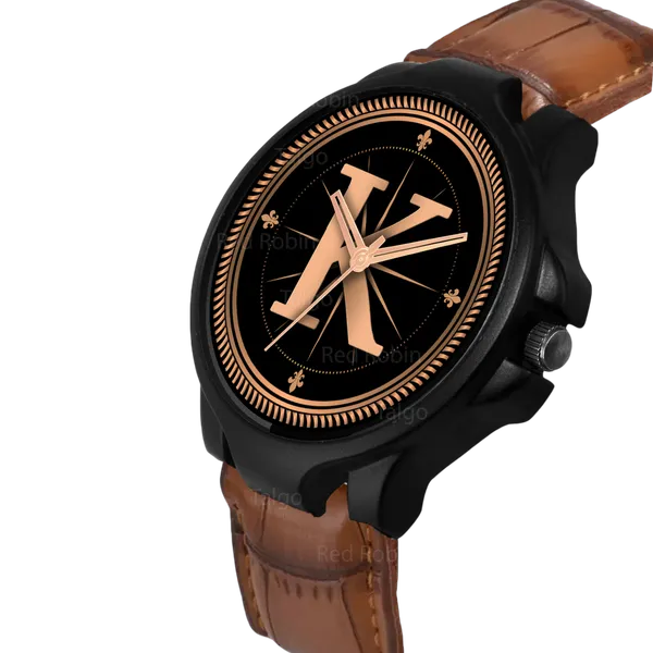 Sky_Mart_Analog_Round_Black_Dialbet_K_Design_Stylish_Brown_Leather_Strap_Classic_Design_Fancy_Wrist_Watch_For_Men_And_Boys