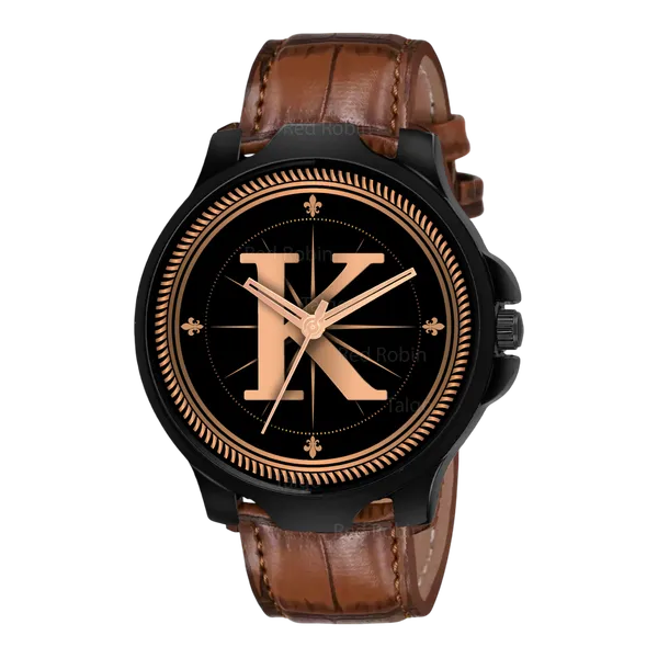 Sky_Mart_Analog_Round_Black_Dialbet_K_Design_Stylish_Brown_Leather_Strap_Classic_Design_Fancy_Wrist_Watch_For_Men_And_Boys